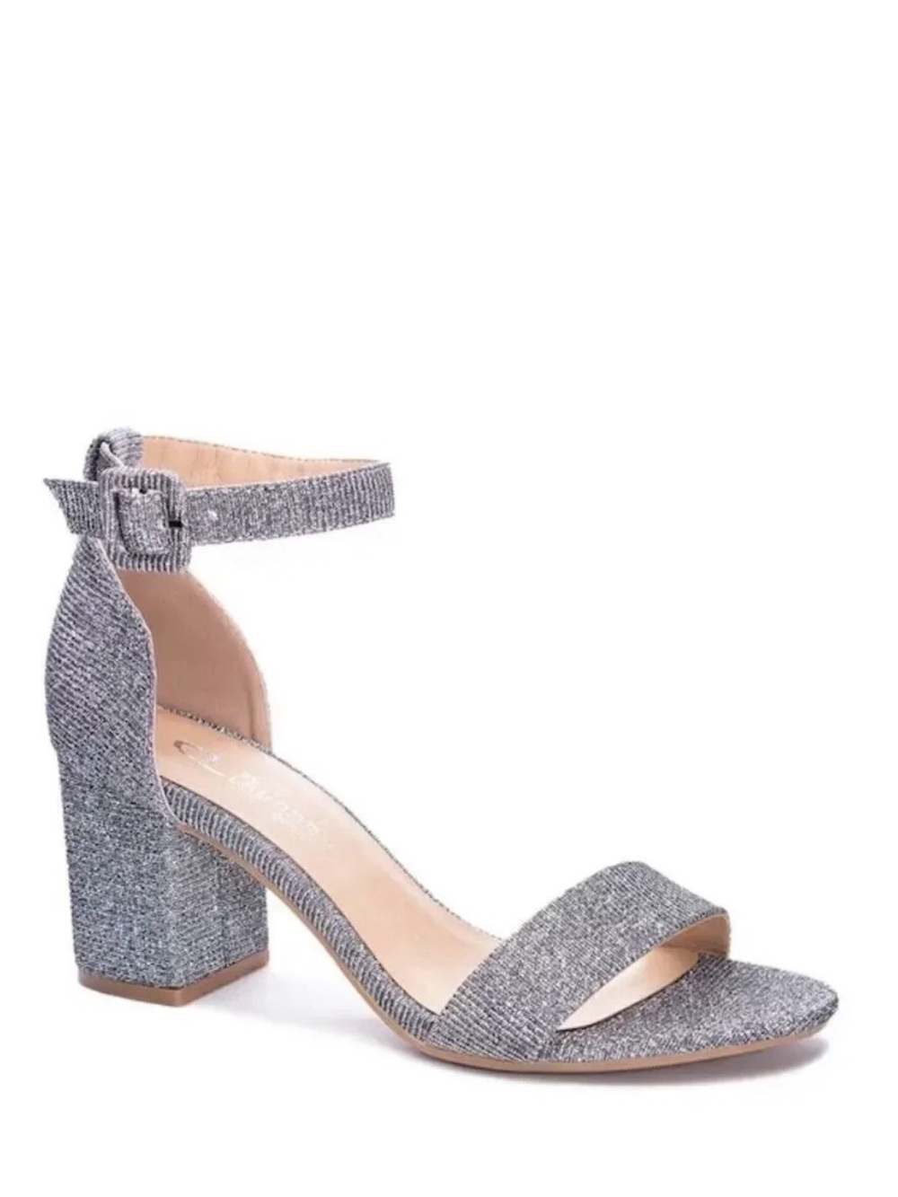 Chinese Laundry Jody Gray Tweed Block Heel with Ankle Straps